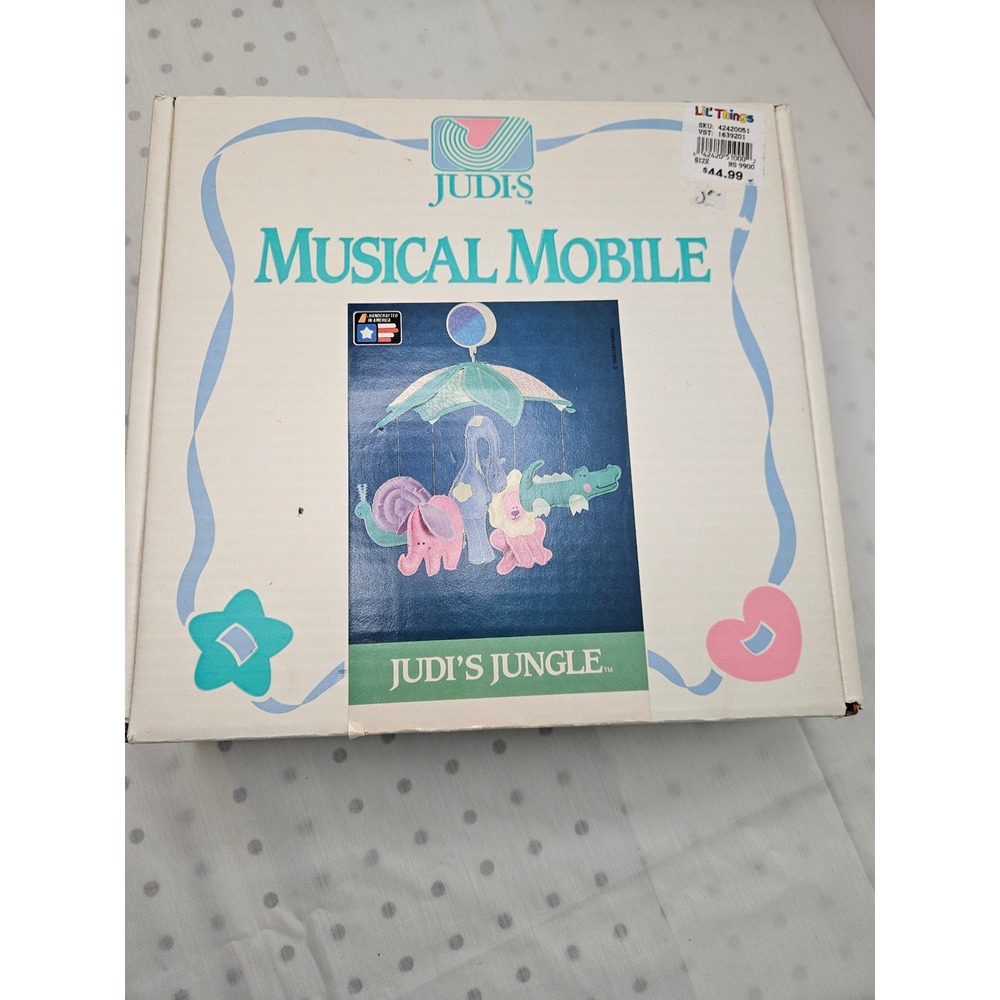 Judi's Jungle Musical Crib‎ Mobile Baby Animals Fabric Canopy Wind Up Tune